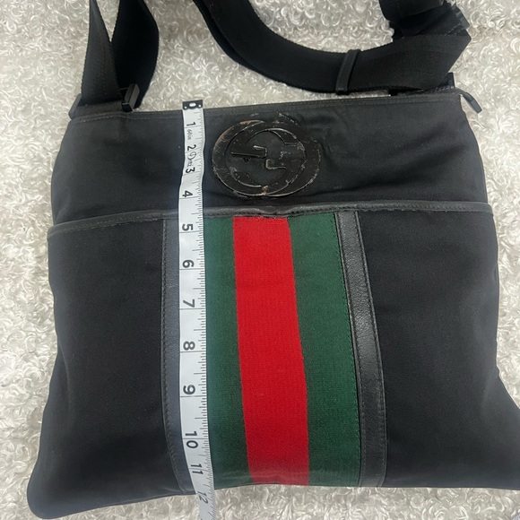GUCCI Nylon Web Accent Interlocking GG Logo Messenger Bag - Picture 8 of 14
